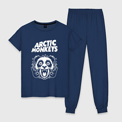 Пижама хлопковая женская Arctic Monkeys rock panda, цвет: тёмно-синий