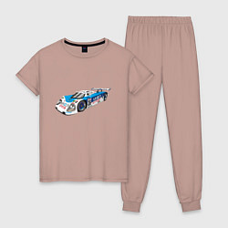 Пижама хлопковая женская Toyota Toms Le mans, цвет: пыльно-розовый