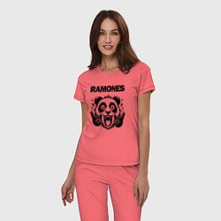 Пижама хлопковая женская Ramones - rock panda, цвет: коралловый — фото 2