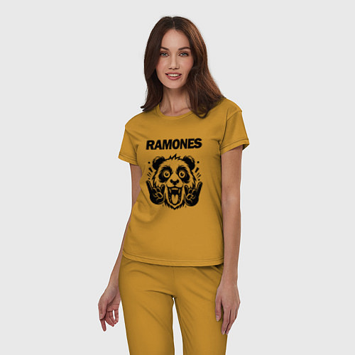 Женская пижама Ramones - rock panda / Горчичный – фото 3