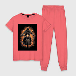 Женская пижама Скелет едет на старом мотоцикле