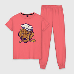 Пижама хлопковая женская Chef dog, цвет: коралловый