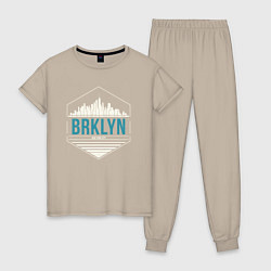 Пижама хлопковая женская Brooklyn city, цвет: миндальный