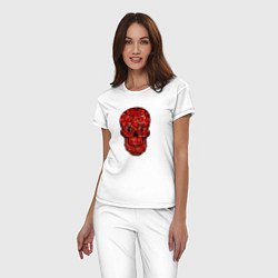 Пижама хлопковая женская Red decorative skull, цвет: белый — фото 2