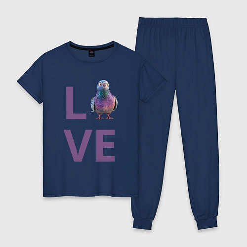 Женская пижама Любовь к голубям / Тёмно-синий – фото 1