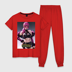 Пижама хлопковая женская Akali Kda League Of Legends, цвет: красный