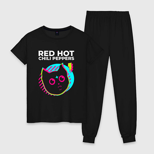 Женская пижама Red Hot Chili Peppers rock star cat / Черный – фото 1