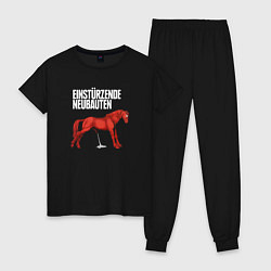 Пижама хлопковая женская Einstrzende Neubauten - Horse, цвет: черный