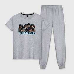 Пижама хлопковая женская Beatles beagles, цвет: меланж