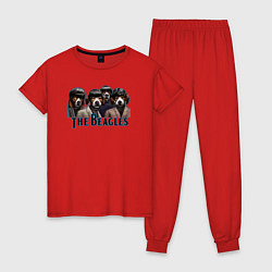 Пижама хлопковая женская Beatles beagles, цвет: красный