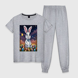 Пижама хлопковая женская Ночной кролик, цвет: меланж