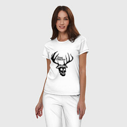 Пижама хлопковая женская True Detective: Deer Skull, цвет: белый — фото 2