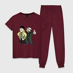 Пижама хлопковая женская Vault Jay and silent Bob, цвет: меланж-бордовый