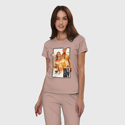 Пижама хлопковая женская Каскадеры Райан Гослинг и Эмили Блант, цвет: пыльно-розовый — фото 2