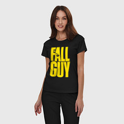 Пижама хлопковая женская The fall guy logo, цвет: черный — фото 2