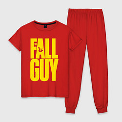 Пижама хлопковая женская The fall guy logo, цвет: красный