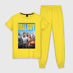 Пижама хлопковая женская Ryan Gosling and Emily Blunt the fall guy, цвет: желтый