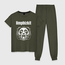 Пижама хлопковая женская Limp Bizkit rock panda, цвет: меланж-хаки