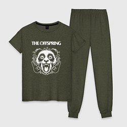 Пижама хлопковая женская The Offspring rock panda, цвет: меланж-хаки