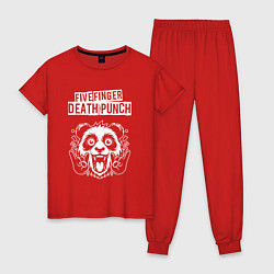 Пижама хлопковая женская Five Finger Death Punch rock panda, цвет: красный