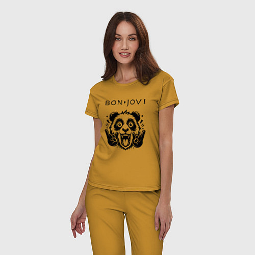 Женская пижама Bon Jovi - rock panda / Горчичный – фото 3