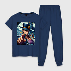 Пижама хлопковая женская Jojo and his new stand ai art fantasy, цвет: тёмно-синий