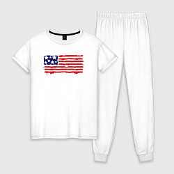 Пижама хлопковая женская USA patriot, цвет: белый