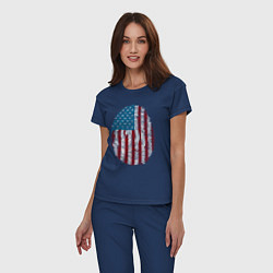 Пижама хлопковая женская Отпечаток США, цвет: тёмно-синий — фото 2