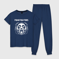 Пижама хлопковая женская Foo Fighters rock panda, цвет: тёмно-синий