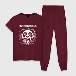 Пижама хлопковая женская Foo Fighters rock panda, цвет: меланж-бордовый