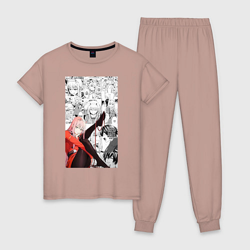 Женская пижама Зеро Ту коллаж / Пыльно-розовый – фото 1