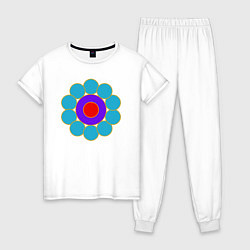 Пижама хлопковая женская Геометрия цветка, цвет: белый