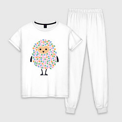 Пижама хлопковая женская Милая сова, цвет: белый