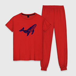 Пижама хлопковая женская Space whale, цвет: красный