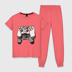 Пижама хлопковая женская Dualshock 4, цвет: коралловый