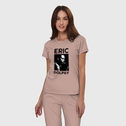 Пижама хлопковая женская Eric Dolphy jazz legend, цвет: пыльно-розовый — фото 2