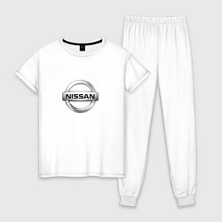 Пижама хлопковая женская Nissan logo, цвет: белый