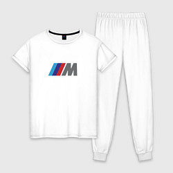 Пижама хлопковая женская BMW logo sport, цвет: белый