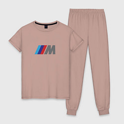 Пижама хлопковая женская BMW logo sport, цвет: пыльно-розовый
