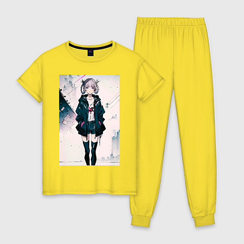 Женская пижама Надзуна Нанакуса - Песнь ночных сов / Желтый – фото 1