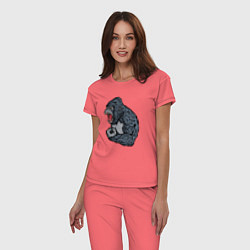 Пижама хлопковая женская Gorilla angry, цвет: коралловый — фото 2