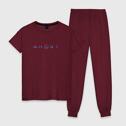 Женская пижама Ghost of tsushima gradient logo japan / Меланж-бордовый – фото 1