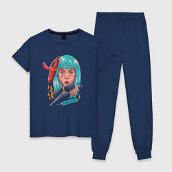 Пижама хлопковая женская Assassin girl, цвет: тёмно-синий