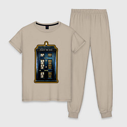 Пижама хлопковая женская Tardis Sherlock, цвет: миндальный