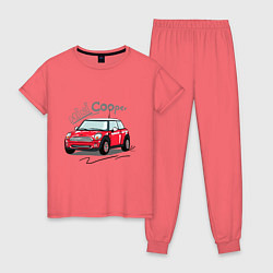 Пижама хлопковая женская Mini Cooper, цвет: коралловый