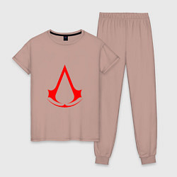 Пижама хлопковая женская Red logo of assassins, цвет: пыльно-розовый