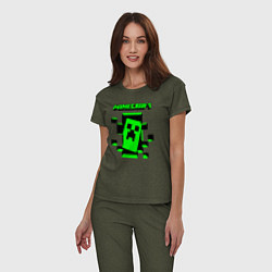 Пижама хлопковая женская Minecraft the game of gamers, цвет: меланж-хаки — фото 2