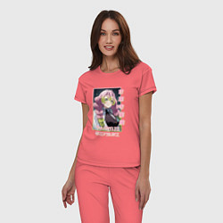 Пижама хлопковая женская Mitsuri Kanroji - Demon Slayer, цвет: коралловый — фото 2