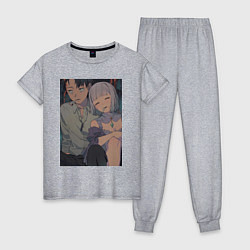 Пижама хлопковая женская Re:Zero Субару Нацуки Эмилия, цвет: меланж