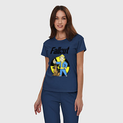 Пижама хлопковая женская Vault boy and dog, цвет: тёмно-синий — фото 2